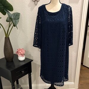Stylish Navy Blue Lace Dress